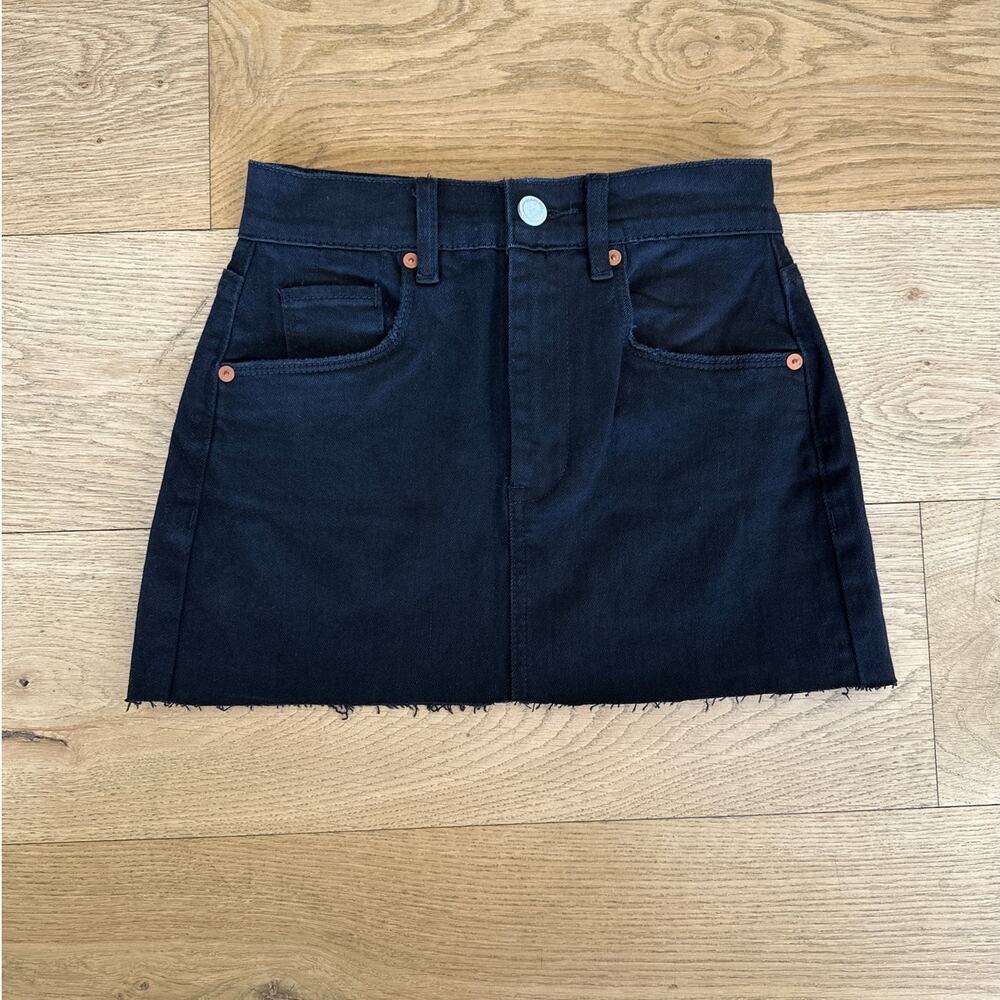 Blank NYC - Raw Hem Denim Mini Skirt in Black
